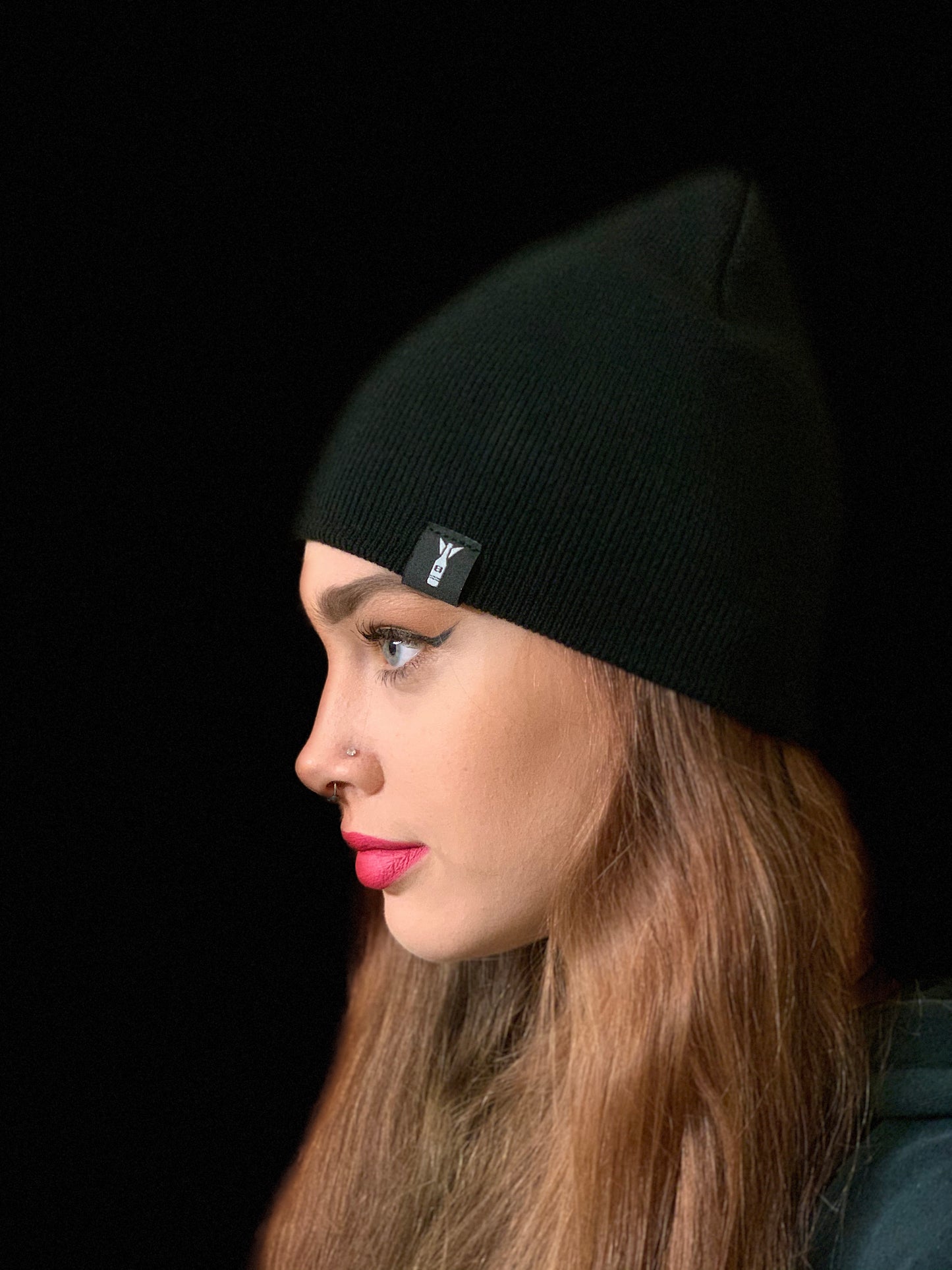 Classic woven tag Bomber beanie (Black)