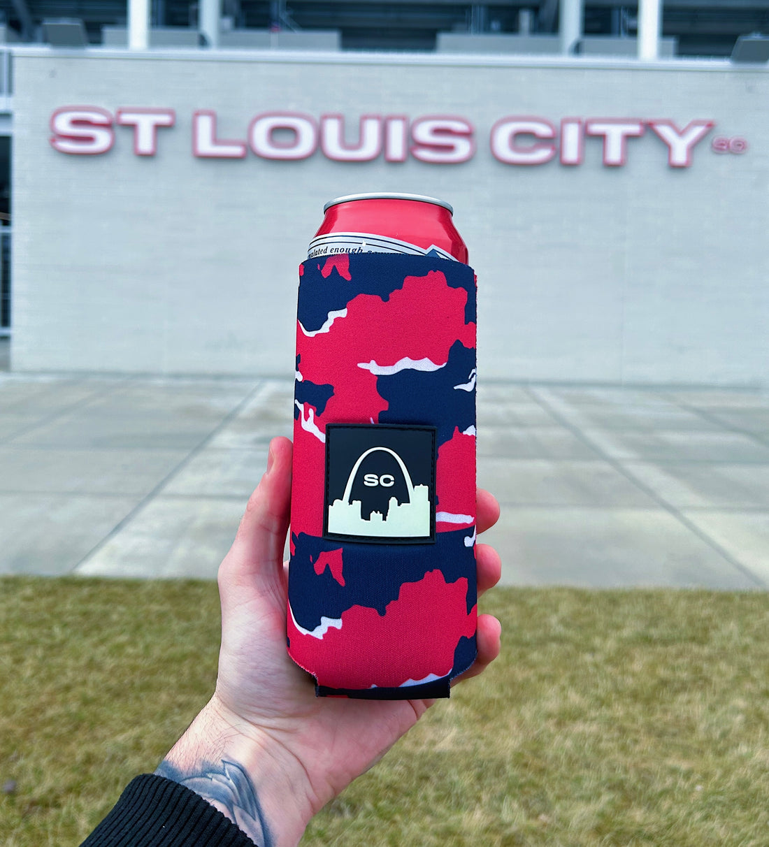 Introducing our STL City Soccer 24 oz tall can insulator!