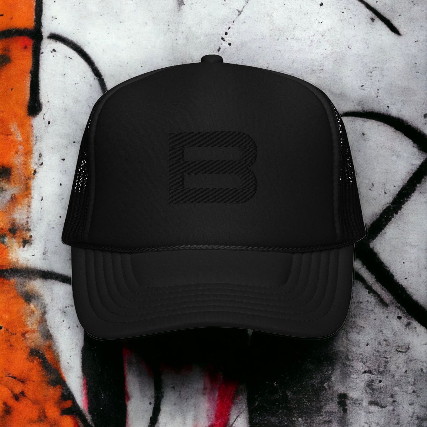 Monochromatic Black Signature B Foam trucker hat
