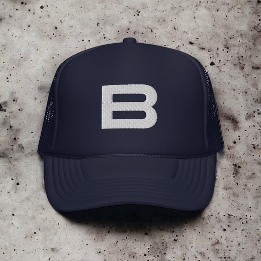 Navy Signature B Foam trucker hat