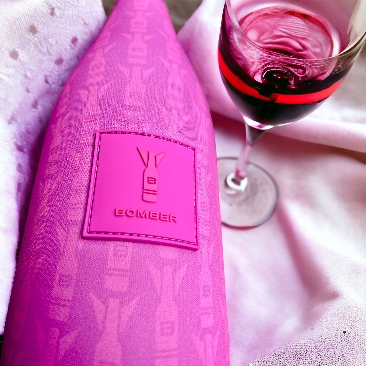 B-750 'Pink Bomber Print' Premium 750 mL wine bottle insulator